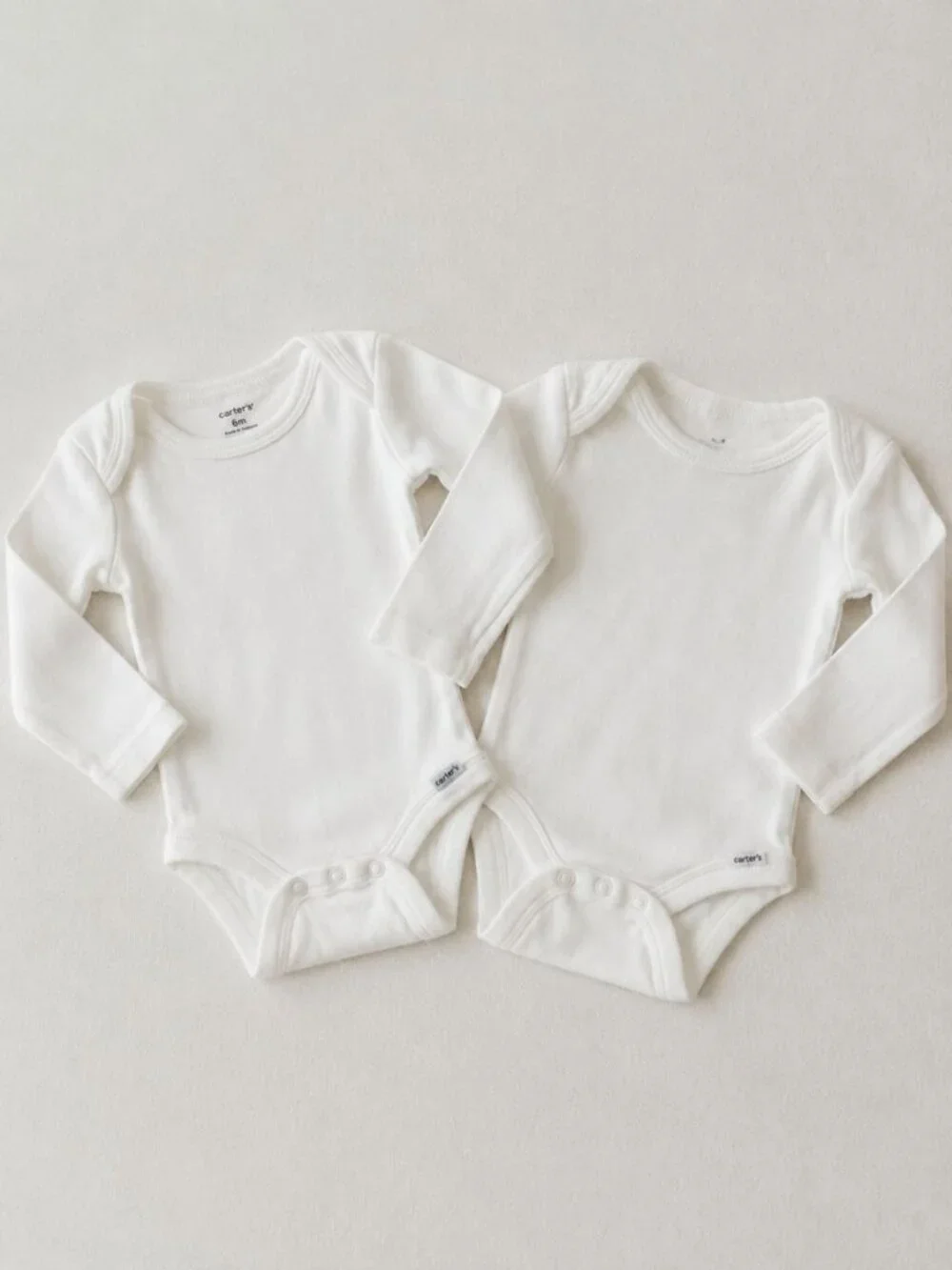 Gerber Baby White Long Sleeve Onesies Bodysuits 2-Pack 12 Months 100% Cotton